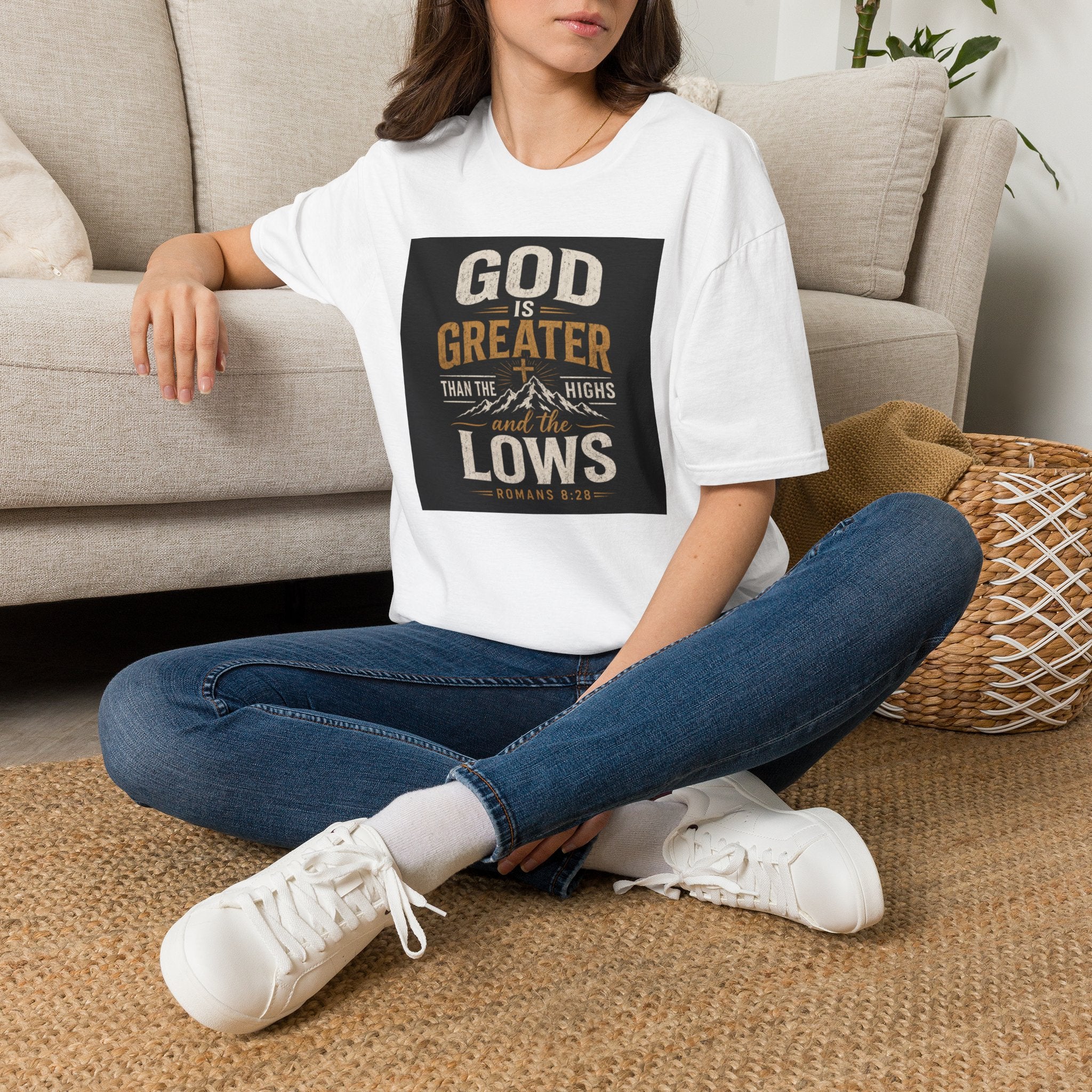 God Is Greater Mountain Graphic T-Shirt — Inspirational Christian Faith Tee